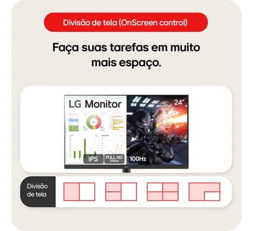 Monitor Pc Gamer LG 24 Ips, Full Hd, 100hz, Hdmi - 24ms500-b (novo Com Caixa Aberta) Preto 127/220v - 5