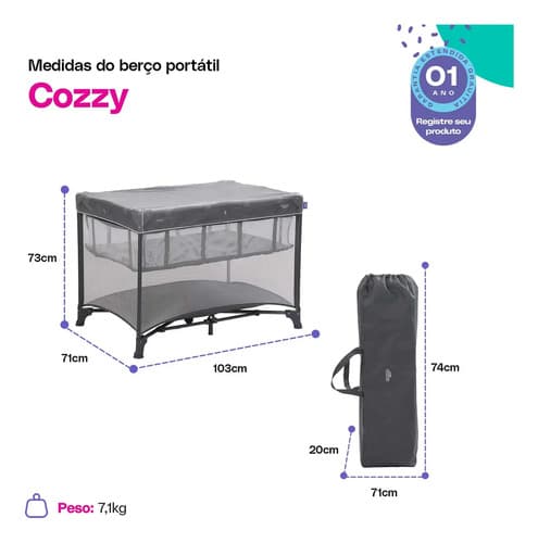 Berço Cosco Kids, Cozzy, Cinza Lápis - 11