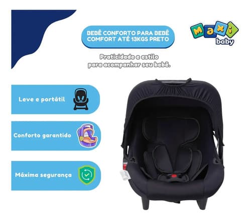 Bebê Conforto Para Bebê Comfort De 0 À 13kgs Preto Maxi Baby Liso - 5