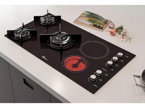 Fogão Cooktop Fischer 5 Bocas Top Elétrico/gás De Mesa Vitrocerâmica Preto - 5