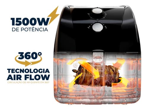 Air Fryer Britânia 5,5l 1500w Antiaderente Redstone Bfr50 220v Preto - 4