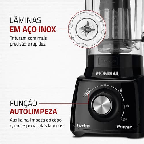 Liquidificador Turbo Power Mondial 550w - L-99 Fb Preto 220v - 6
