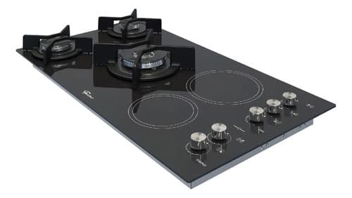 Fogão Cooktop Fischer 5 Bocas Top Elétrico/gás De Mesa Vitrocerâmica Preto - 1