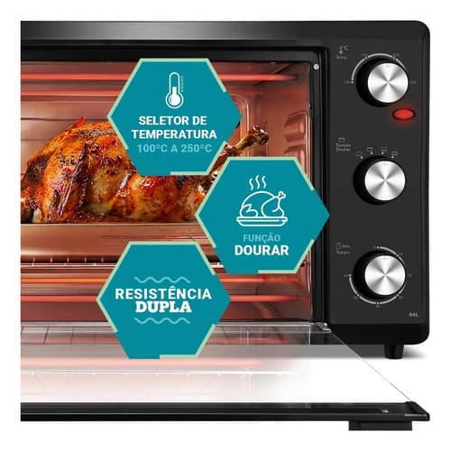 Forno Elétrico Philco 44l Preto Dupla Resistência Pfe44p 220v - 4