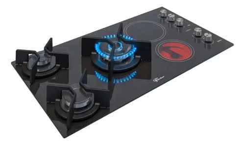 Fogão Cooktop Fischer 5 Bocas Top Elétrico/gás De Mesa Vitrocerâmica Preto - 3