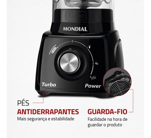 Liquidificador Turbo Power Mondial 550w - L-99 Fb Preto 220v - 7
