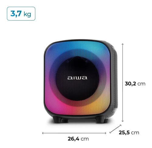 Caixa De Som Partybox Aiwa Pb-07 Bluetooth 8h Rgb Usb Tws Preto (novo Com Caixa Aberta) 127/220v - 12