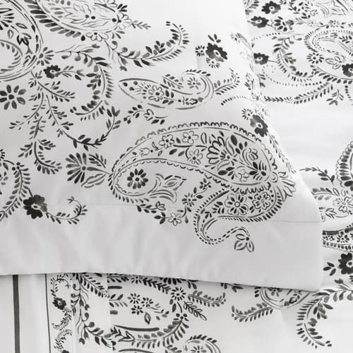 Kit Colcha King Gran Percal 250 Fios Buddemeyer Intense Yasmin 100% Algodão Penteado Estampado 3 Peças Branco/preto Xilogravura - 5