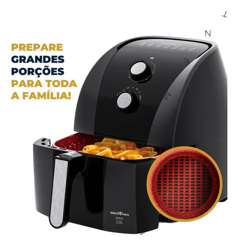 Air Fryer Britânia 5,5l 1500w Antiaderente Redstone Bfr50 220v Preto - 7