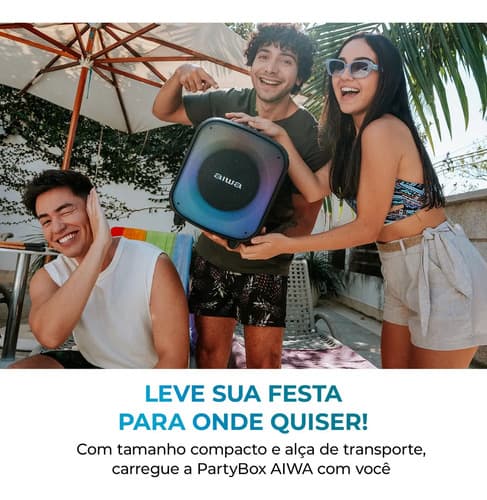 Caixa De Som Partybox Aiwa Pb-07 Bluetooth 8h Rgb Usb Tws Preto (novo Com Caixa Aberta) 127/220v - 11