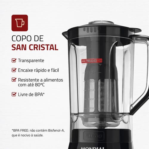 Liquidificador Turbo Power Mondial 550w - L-99 Fb Preto 220v - 3