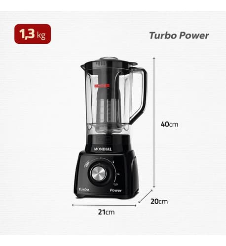 Liquidificador Turbo Power Mondial 550w - L-99 Fb Preto 220v - 8