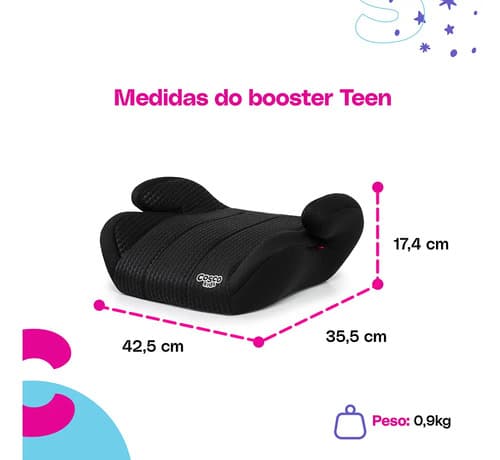 Booster Cosco Kids, Teen, Até 36kg, Preto - 11