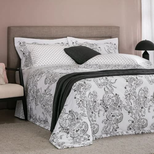 Kit Colcha King Gran Percal 250 Fios Buddemeyer Intense Yasmin 100% Algodão Penteado Estampado 3 Peças Branco/preto Xilogravura - 3