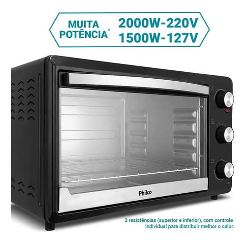 Forno Elétrico Philco 44l Preto Dupla Resistência Pfe44p 220v - 5