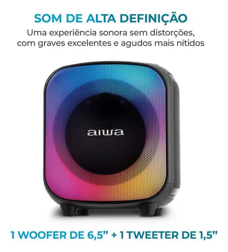 Caixa De Som Partybox Aiwa Pb-07 Bluetooth 8h Rgb Usb Tws Preto (novo Com Caixa Aberta) 127/220v - 5