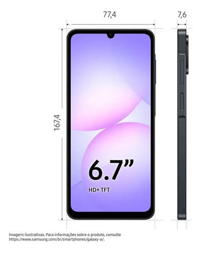 Celular Samsung Galaxy A07 256gb, 8gb, Câmera 50mp, Tela 6.7 , Proteção Ip54, Processador 6nm - Preto (novo Com Caixa Aberta) - 10