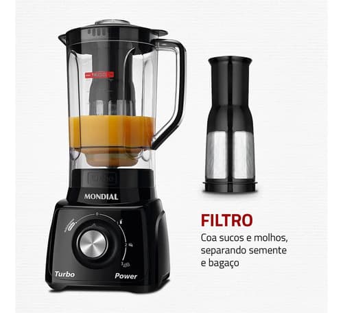 Liquidificador Turbo Power Mondial 550w - L-99 Fb Preto 220v - 4
