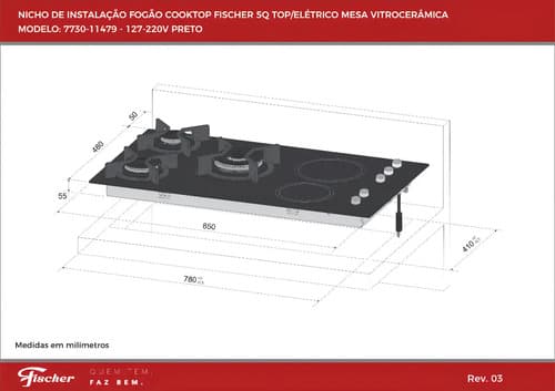Fogão Cooktop Fischer 5 Bocas Top Elétrico/gás De Mesa Vitrocerâmica Preto - 7