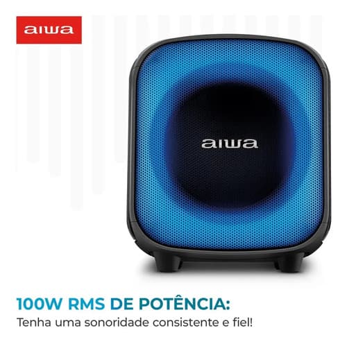 Caixa De Som Partybox Aiwa Pb-07 Bluetooth 8h Rgb Usb Tws Preto (novo Com Caixa Aberta) 127/220v - 4