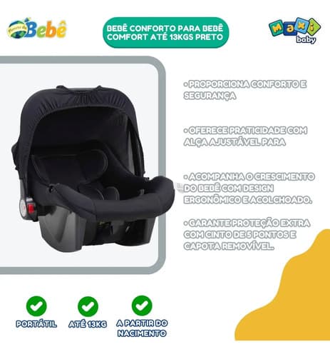 Bebê Conforto Para Bebê Comfort De 0 À 13kgs Preto Maxi Baby Liso - 6