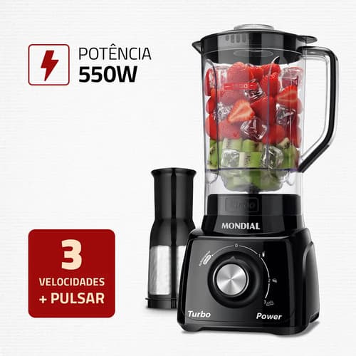 Liquidificador Turbo Power Mondial 550w - L-99 Fb Preto 220v - 2