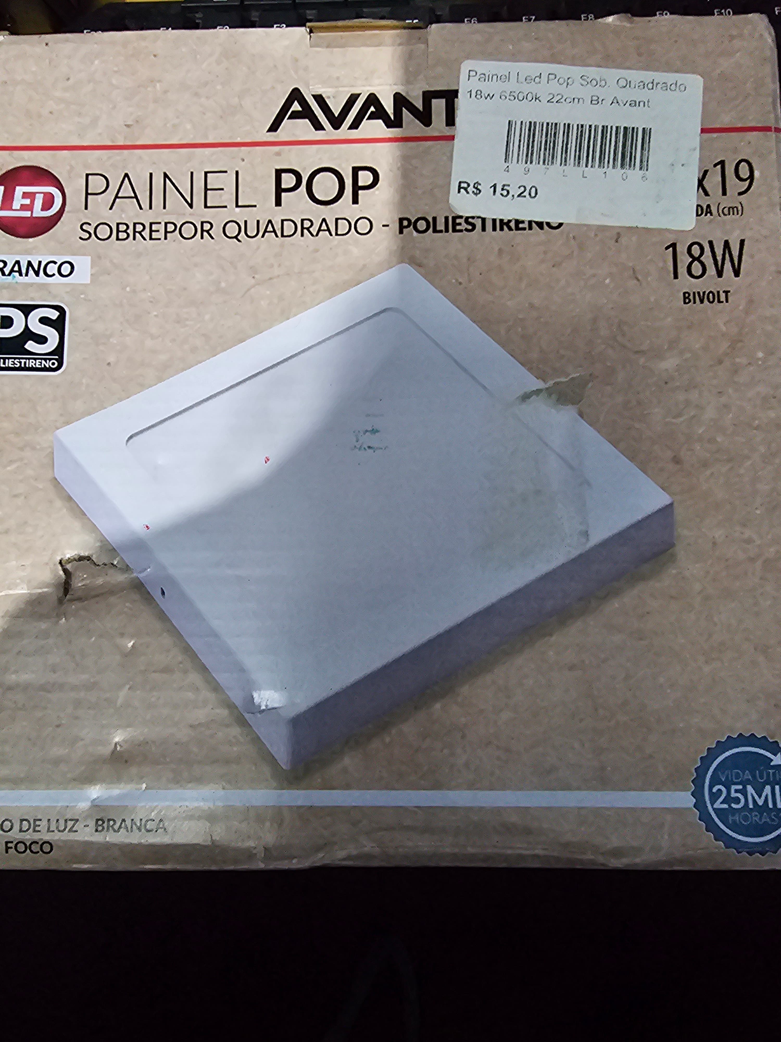 Painel Led Pop Sob. Quadrado 18w 6500k 22cm Br Avant - 1